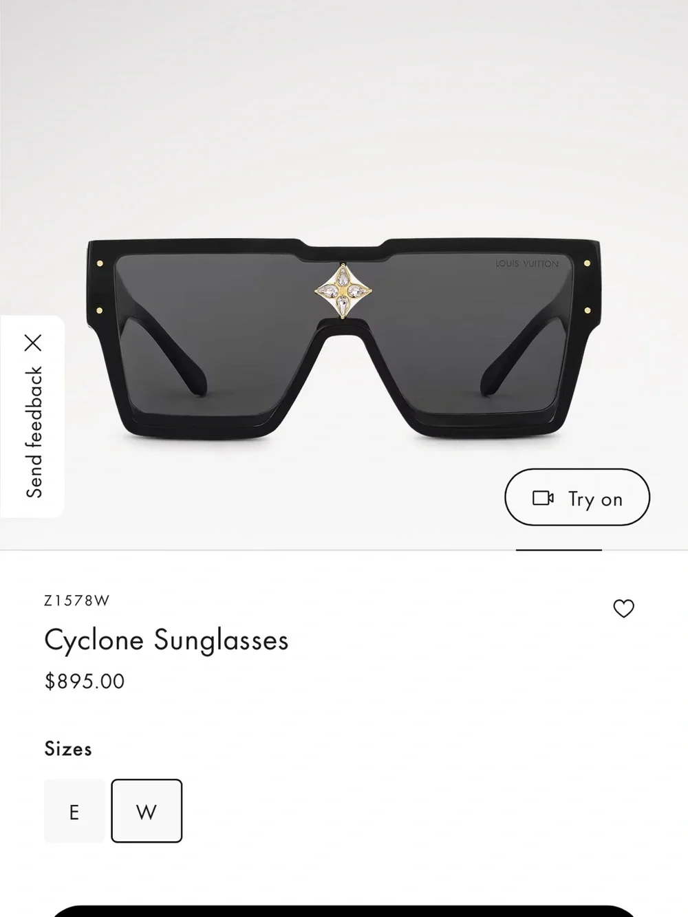 Louis Vuitton Cyclone Sunglasses Black with Gold Accent